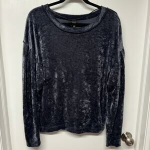 We the Free People Velvet Pullover Sweatshirt Long Sleeve Gray Small Sweater